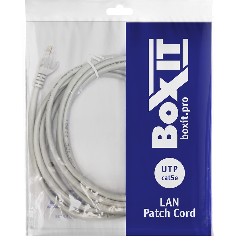Кабель Patch Cord UTP кат.5e  30м BoxIT BX-PCUL-5e-300-GY