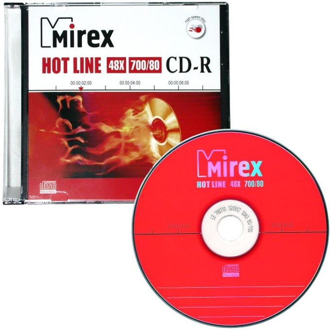 Диск CD-R Mirex "Hotline" 700MB, 48x, SLIM-футляр (UL120050A8S)