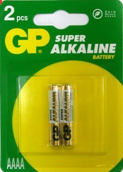 Батарейкa щелочная (алкалиновая) тип AAAA/LR8D425/LR61, GP 25A-2CR2  1,5V (2шт в блистере)